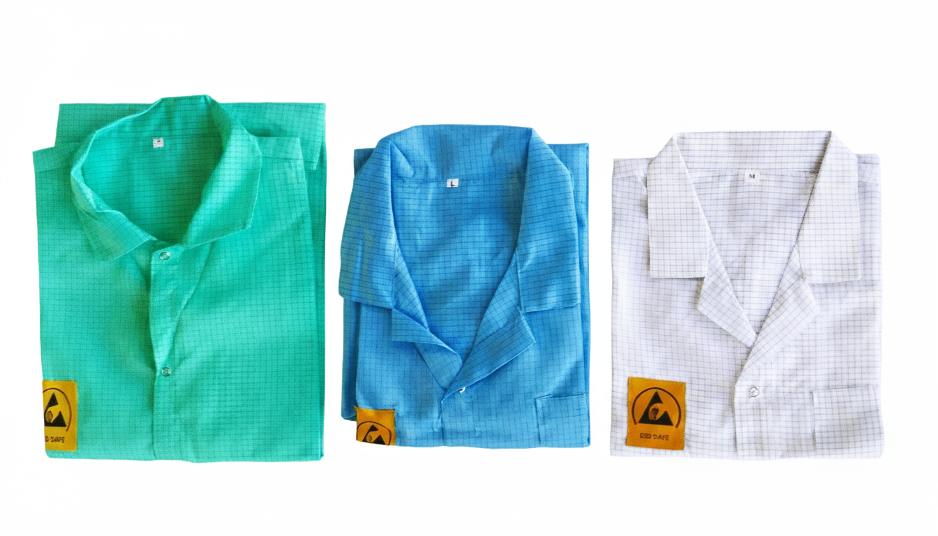 Green ESD Apron in adjustable sizes for static-sensitive environments