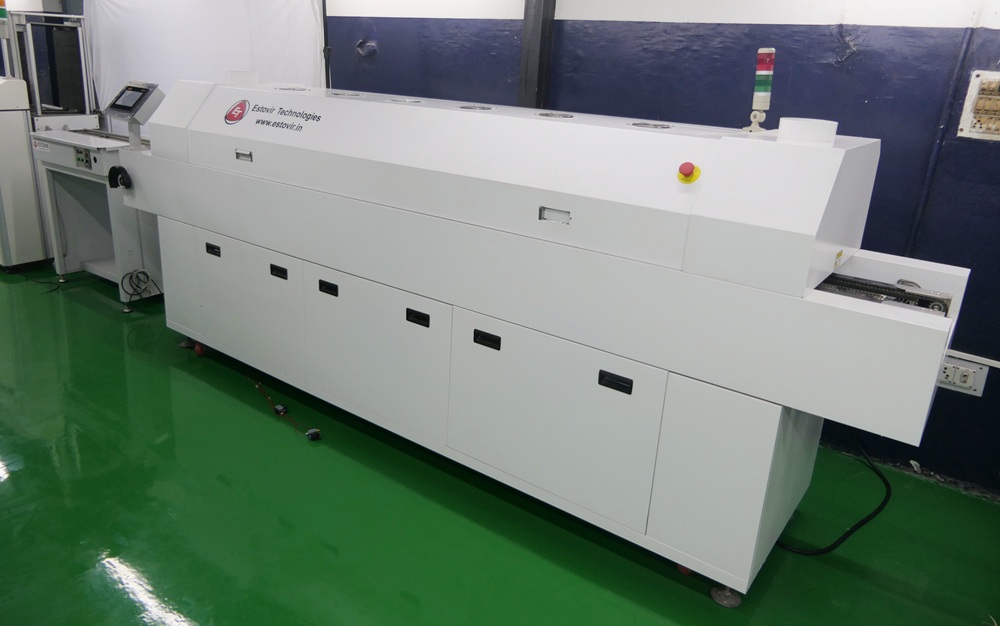 Estovir Technologies conveyorized reflow oven with stainless steel mesh belt