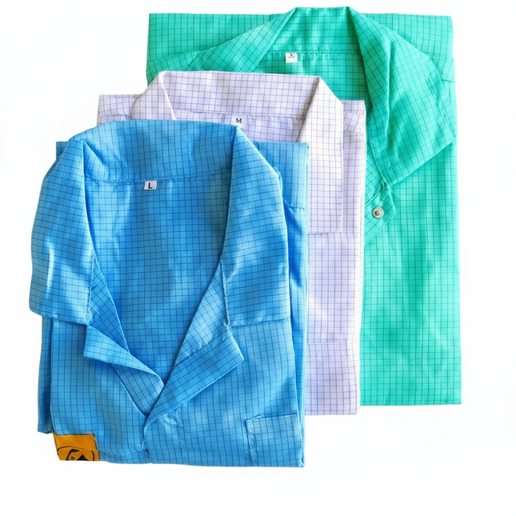 White anti-static ESD Apron made of polyester and conductive fiber