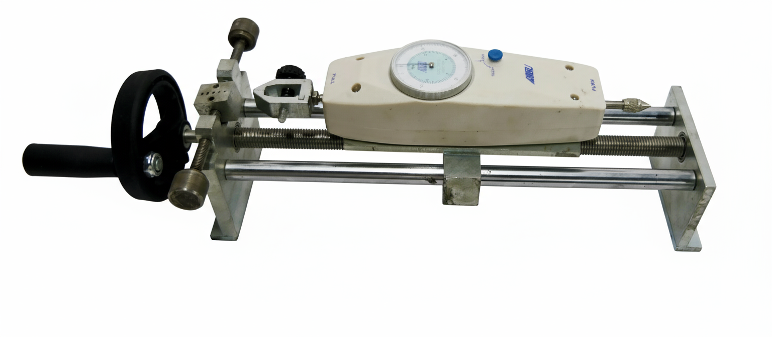 Bench-top wire terminal pull tester with manual handwheel operation