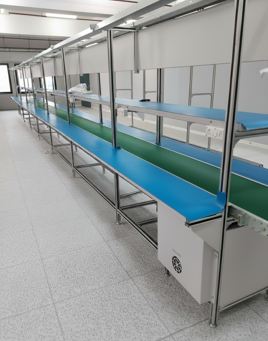 Belt conveyors for PCB assembly lines are automated systems that ensure precise, safe, and efficient movement of printed circuit boards through various stages such as component placement, soldering, inspection, and testing.