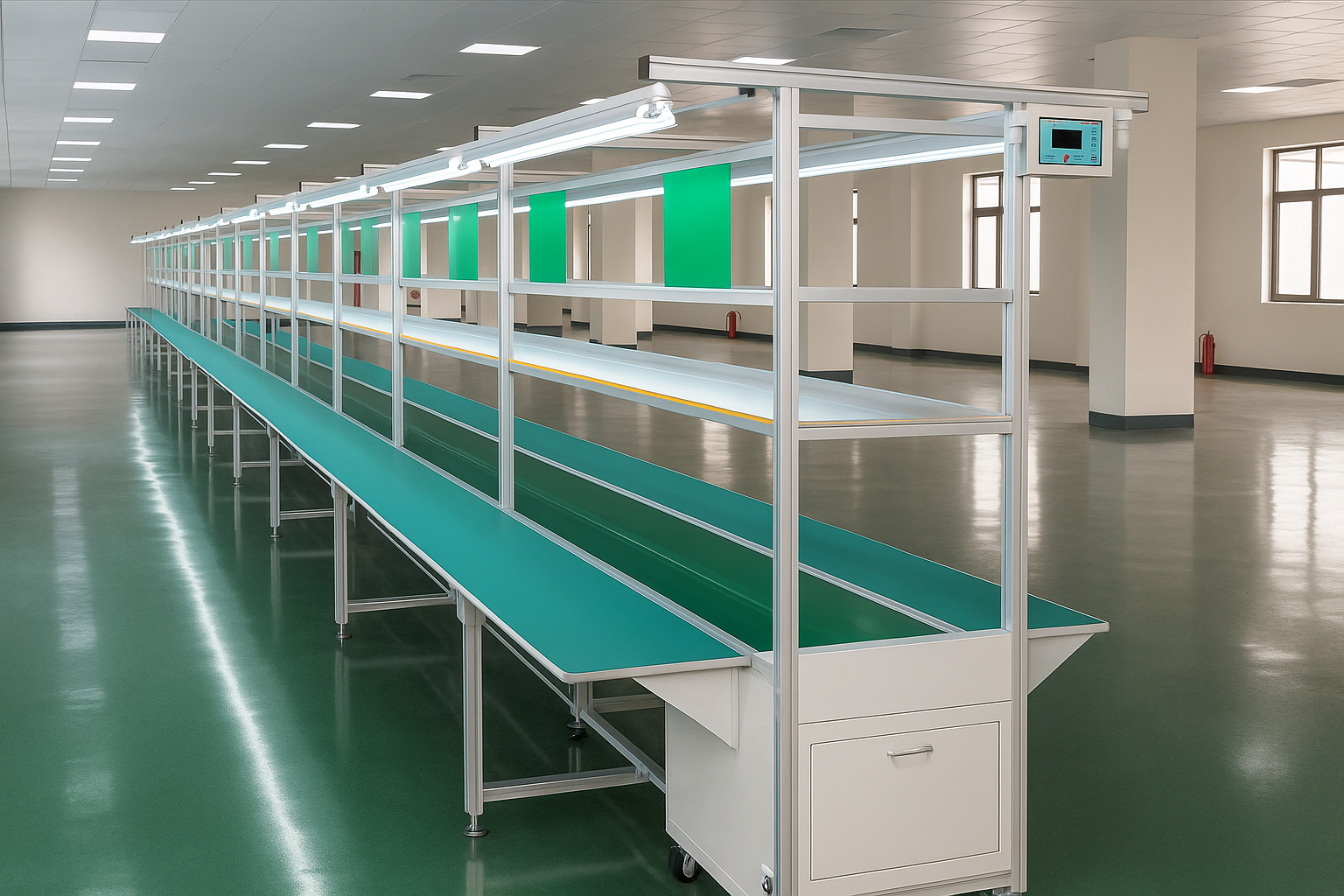 Belt conveyors for PCB assembly lines are automated systems that ensure precise, safe, and efficient movement of printed circuit boards through various stages such as component placement, soldering, inspection, and testing.