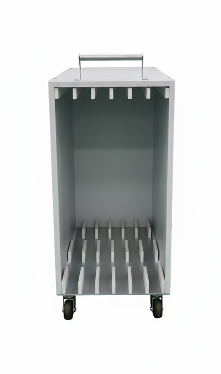 Heavy-duty warehouse trolley with caster wheels for logistics, assembly support, and manufacturing use