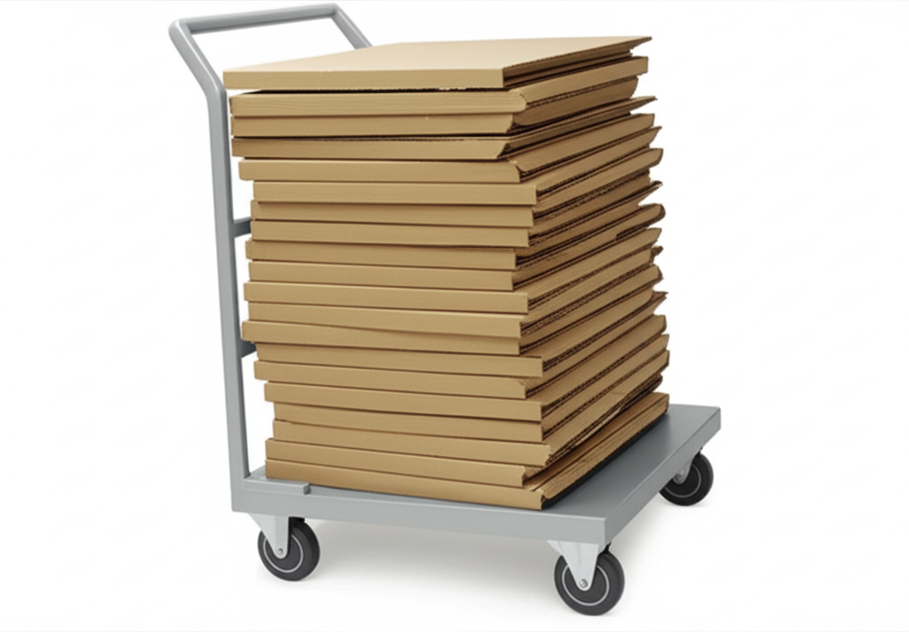 ET T700 Multi-Purpose Trolley loaded with stacked cardboard sheets.